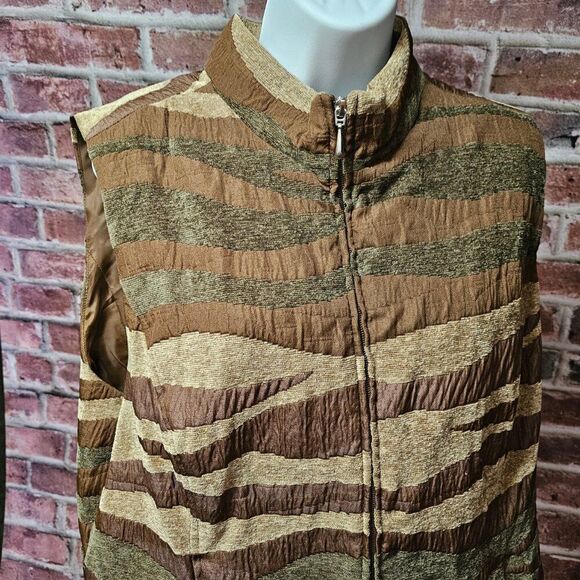 Erin London Textured Sleeveless Zip Vest – Women’s Size XL Brown Layered Look - Picture 3 of 4